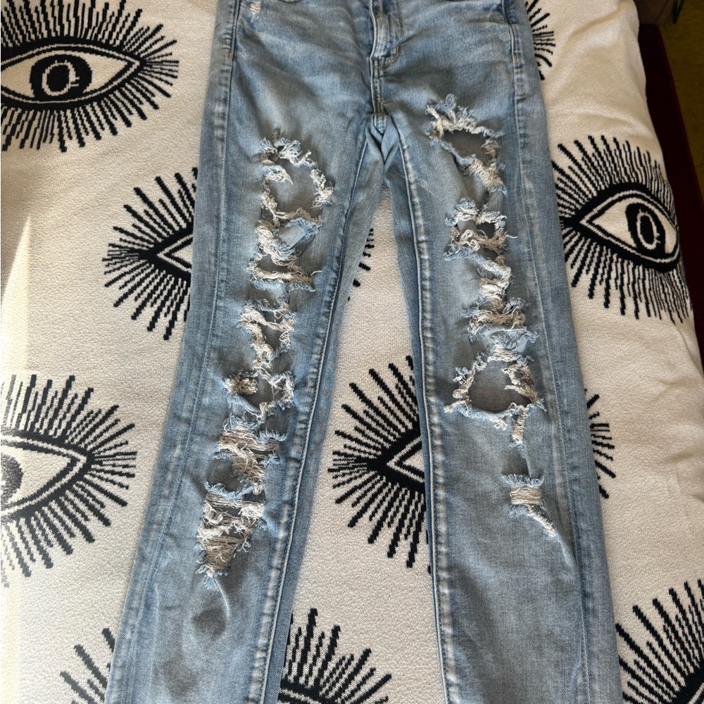 American Eagle Outfitters Ripped Light Blue Skinny Jeans